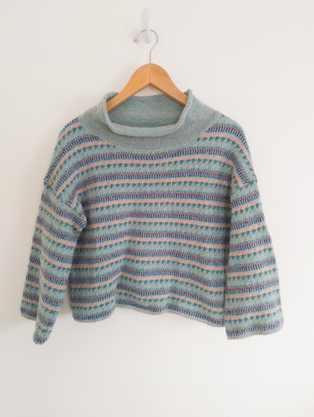 Zaket & Plover Italian Yarn Fun Stripe Mock Neck Knit Sweater Medium